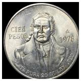 1978 Mexico Silver 100 Pesos .720 Silver CHOICE BU