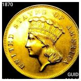 1870 $3 Gold Piece UNCIRCULATED
