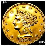 1854 $2.50 Gold Quarter Eagle UNCIRCULATED +