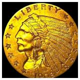 1908 Indian Head $2.5 Gold Quarter Eagle  UNCIRCU