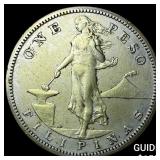 1909S Philippines Silver 1 Peso