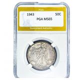 1943 Walking Liberty Half Dollar PGA MS65