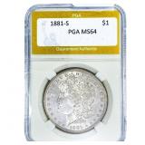 1881-S Morgan Silver Dollar PGA MS64