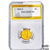 1954-S Wheat Cent PGA MS67 RD