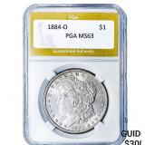 1884-O Morgan Silver Dollar PGA MS63