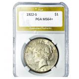 1922-S Silver Peace Dollar PGA MS64+
