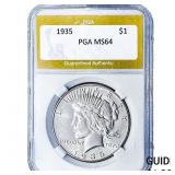1935 Silver Peace Dollar PGA MS64