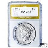 1921 Silver Peace Dollar PGA MS64