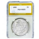 1890 Morgan Silver Dollar PGA MS65
