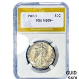 1945-S Walking Liberty Half Dollar PGA MS65+