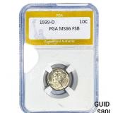 1939-D Mercury Silver Dime PGA MS66 FSB