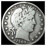 1909 Silver Barber Half Dollar LIGHTLY  CIRCULATE