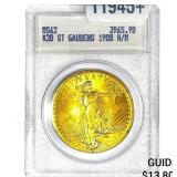 1908 $20 Gold Double Eagle Blanchard MS62