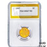 1947 Wheat Cent PGA MS67 RD