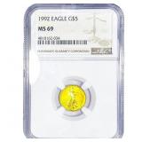 1992 1/10oz Gold Eagle $5 NGC MS69