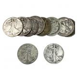 [10 Coins] Mixed Dates Walking Liberty Half Dollar
