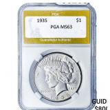 1935 Silver Peace Dollar PGA MS63