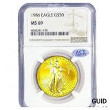 1986 1oz Gold Eagle $50 NGC MS69