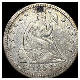 1853 Arrows Seated Liberty Quarter NEARLY UNCIRCUL