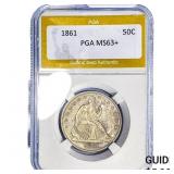 1861 Seated Liberty Half Dollar PGA MS63+