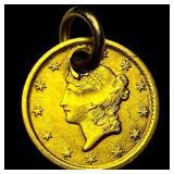 1853 Gold $1 Liberty Head (holed). HIGH GRADE