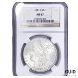 1881-S Morgan Silver Dollar NGC MS67