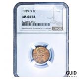 1919-D Wheat Cent NGC MS64 RB