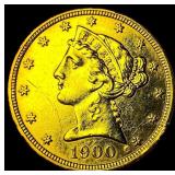 1900 Liberty Head Half Eagle $5 Gold HIGH GRADE