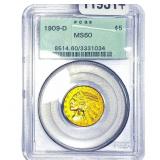 1909-D $5 Gold Half Eagle PCGS MS60