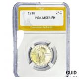 1918 Standing Liberty Quarter PGA MS64 FH