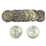 [10 Coins] Mixed Dates Walking Liberty Half Dollar