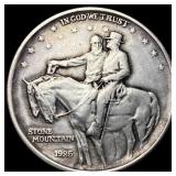 1925 Silver Stone Mountain Half Dollar NEARLY UNCI
