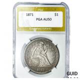 1871 Seated Liberty Dollar PGA AU50