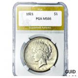 1921 Silver Peace Dollar PGA MS66