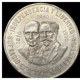 1960 Mexico Silver 10 Pesos CLOSELY UNCIRCULATED