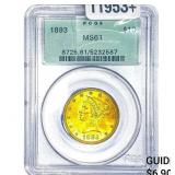 1893 $10 Gold Eagle PCGS MS61