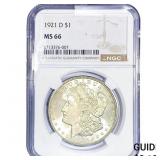 1921-D Morgan Silver Dollar NGC MS66