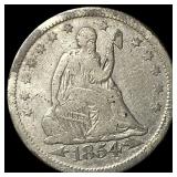 1854-O Silver Seated Liberty Quarter LIGHTLY CIRCU