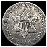 1851 Silver Three-Cent Piece LIGHTLY CIRCULATED