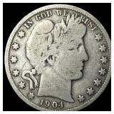 1904-S Silver Barber Half Dollar NICELY CIRCULATED