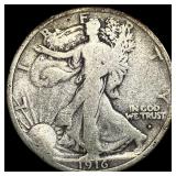 1916-D Silver Walking Liberty Half Dollar NICELY C