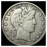 1911-S Silver Barber Half Dollar NEARLY  UNCIRCUL