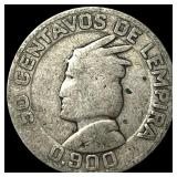 1932 Honduras Silver 50 Centavos
