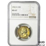 1952-D Washington Silver Quarter NGC MS67