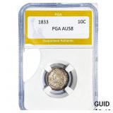 1833 Capped Bust Dime PGA AU58
