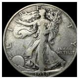 1938-D Silver Walking Liberty Half Dollar LIGHTLY