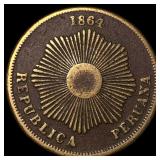 1864 Peru Bronze 2 Centavos