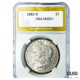 1882-O Morgan Silver Dollar PGA MS65+
