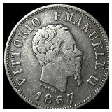 1867M Italy Silver 50 Centesimi
