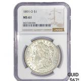 1891-O Morgan Silver Dollar NGC MS61